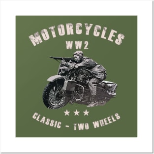 WW2 classic retro motorcycles Posters and Art